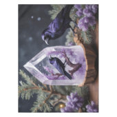 冬のクリスタル雪ブラックバードのカラス テーブルクロス (正面)