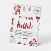 冬のクリスマスおしゃぶり狩りベビーシャワーゲーム 台座サイン (正面)