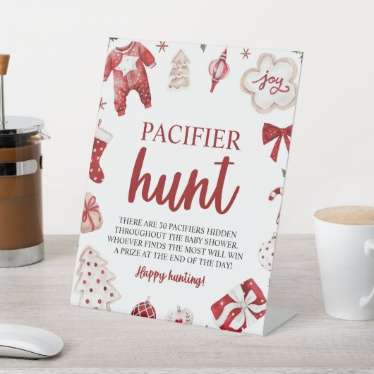 冬のクリスマスおしゃぶり狩りベビーシャワーゲーム 台座サイン (インサイチュ)