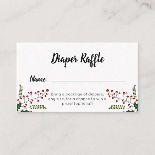冬のクリスマスおむつのラッフル エンクロージャーカード (正面)