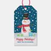 冬のクリスマスかわいい雪だるま ギフトタグ (正面)