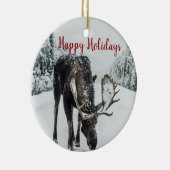 冬のクリスマスに楽しい休日 セラミックオーナメント (右)