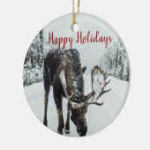 冬のクリスマスに楽しい休日 セラミックオーナメント (左)