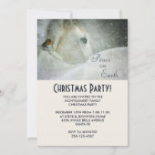 冬のクリスマスに白い馬と鳥パーティー 招待状 (正面)