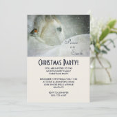 冬のクリスマスに白い馬と鳥パーティー 招待状 (スタンド正面)