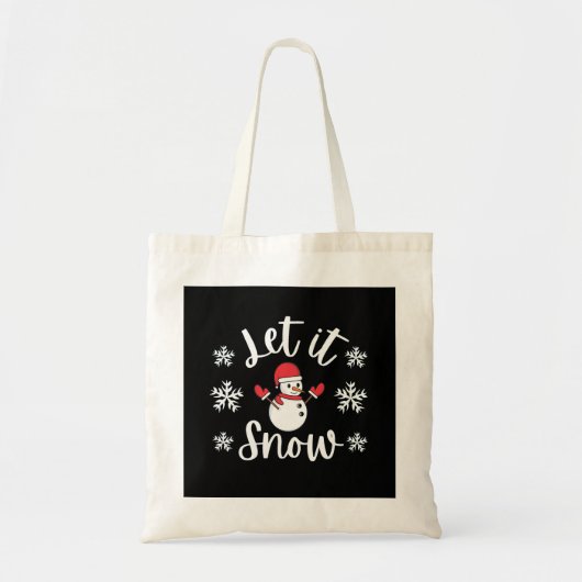 冬のクリスマスに雪を降らせる トートバッグ (正面)