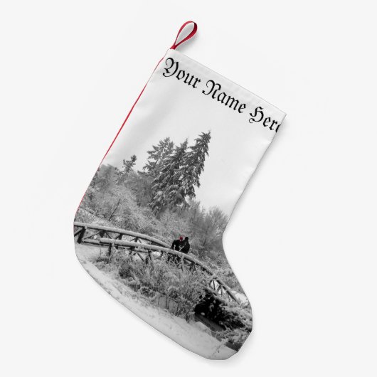 冬のクリスマスのストッキングのパーソナライズなストッキング スモールクリスマスストッキング (正面 (吊り時))