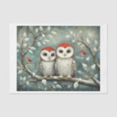 冬のクリスマスのメンフクロウ夫妻 薄葉紙 (正面)
