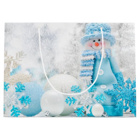 冬のクリスマスの休日のギフトバッグ ラージペーパーバッグ (正面)