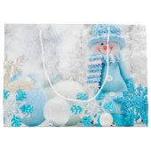 冬のクリスマスの休日のギフトバッグ ラージペーパーバッグ (裏面)