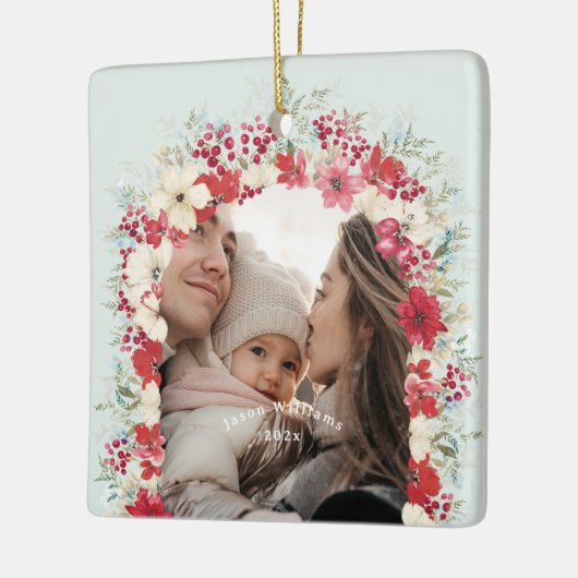 冬のクリスマスの休日2写真1stクリスマス セラミックオーナメント (左)