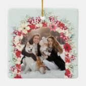 冬のクリスマスの休日2写真1stクリスマス セラミックオーナメント (裏面)