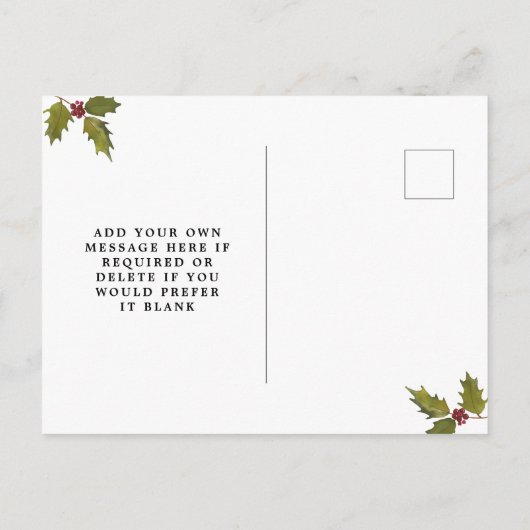 冬のクリスマスの写真の保存日付の郵便はがき 案内ポストカード (裏面)