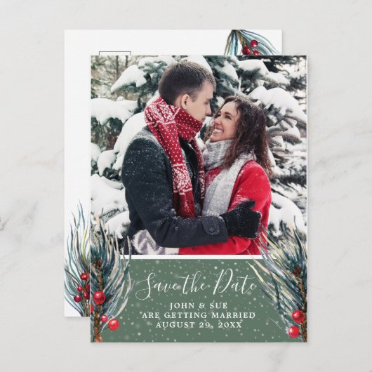 冬のクリスマスの写真は日付はがきを保存 案内ポストカード (正面/裏面)