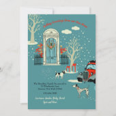 冬のクリスマスの前扉の引っ越し案内 招待状 (正面)