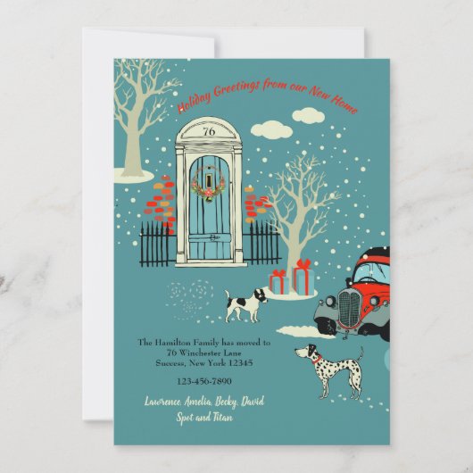 冬のクリスマスの前扉の引っ越し案内 招待状 (正面)