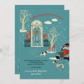 冬のクリスマスの前扉の引っ越し案内 招待状 (正面/裏面)