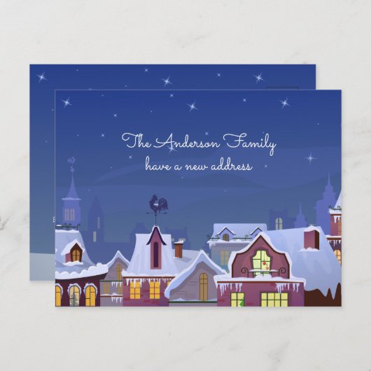 冬のクリスマスの新しいホームアドレス引っ越しました 案内ポストカード (正面/裏面)