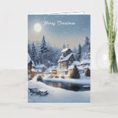 冬のクリスマスの日 田舎の村 カード (正面)