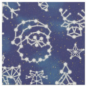 冬のクリスマスの星座の休日パターン ファブリック (クローズアップ)