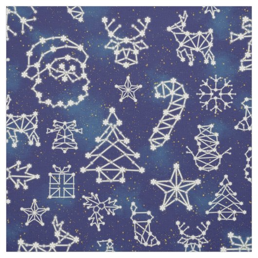 冬のクリスマスの星座の休日パターン ファブリック (見本)