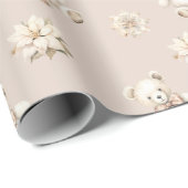 冬のクリスマスの水の色テディベア赤ちゃんシャワー ラッピングペーパー (ロールコーナー)