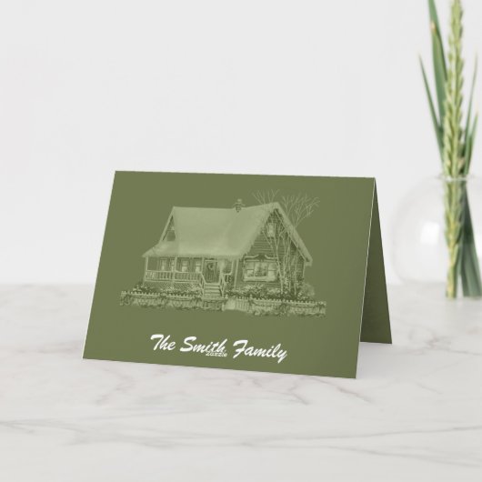 冬のクリスマスの窓は写真の挿入物をつけます シーズンカード (裏面)