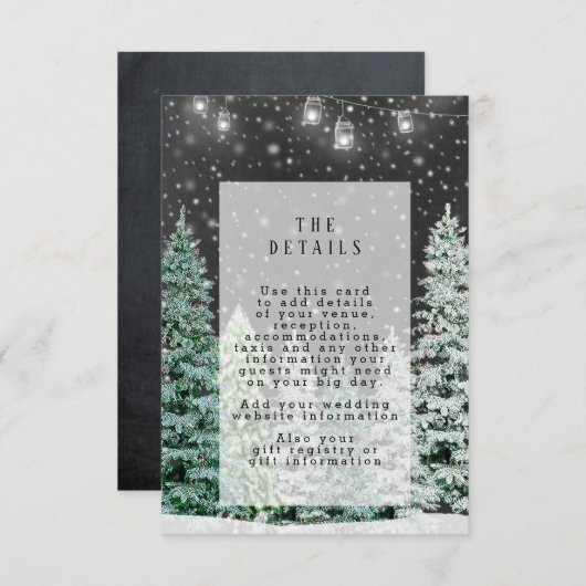 冬のクリスマスの結婚式の詳細情報カード エンクロージャーカード (正面/裏面)