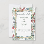 冬のクリスマスの緑の日を保存 セーブザデート (正面)