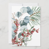 冬のクリスマスの緑の白結婚色 招待状 (裏面)