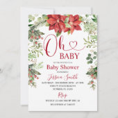 冬のクリスマスの緑の赤ちゃんシャワー 招待状 (正面)