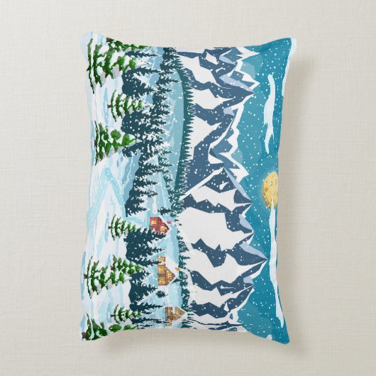 冬のクリスマスの背景。松の木とスズ アクセントクッション (裏面(縦))