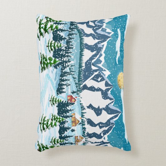 冬のクリスマスの背景。松の木とスズ アクセントクッション (正面(垂直))