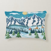 冬のクリスマスの背景。松の木とスズ アクセントクッション (裏面)