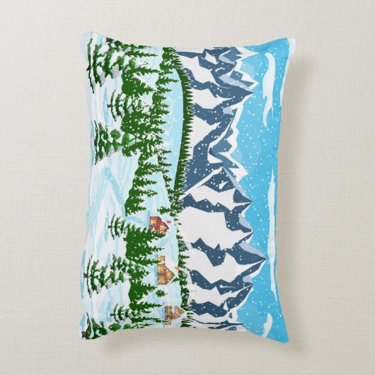 冬のクリスマスの背景。松の木とスズ アクセントクッション (裏面(縦))