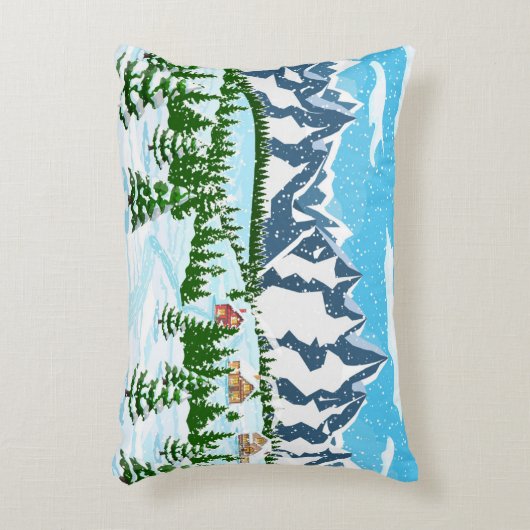冬のクリスマスの背景。松の木とスズ アクセントクッション (正面(垂直))