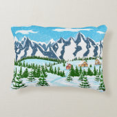 冬のクリスマスの背景。松の木とスズ アクセントクッション (裏面)