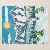 冬のクリスマスの背景。松の木とスズ シェルパブランケット (正面(横))