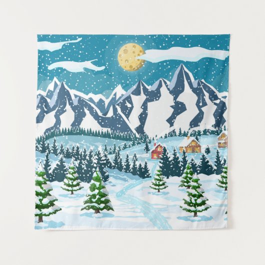 冬のクリスマスの背景。松の木とスズ タペストリー (正面)