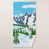 冬のクリスマスの背景。松の木とスズ バスタオル (バスタオル)