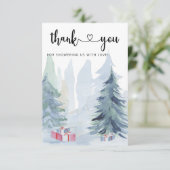 冬のクリスマスの赤ちゃん感謝していシャワーあなた サンキューカード (スタンド正面)