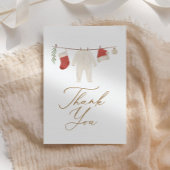 冬のクリスマスの赤ちゃん服ベビーシャワー サンキューカード