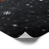 冬のクリスマスの雪結婚歓迎サイン ポスター (角)