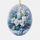 冬のクリスマスの青い装飾 セラミックオーナメント (右)