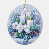 冬のクリスマスの青い装飾 セラミックオーナメント (左)