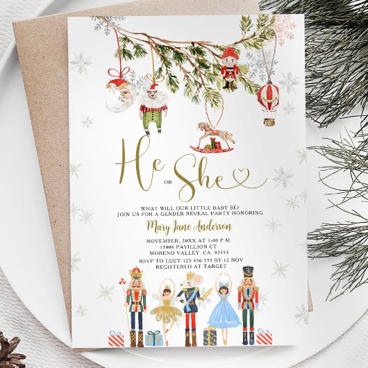 冬のクリスマスの飾り彼または彼女が明かす 招待状