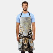 冬のクリスマスの鹿 – オールオーバープリントエプロン エプロン (着用した状態)