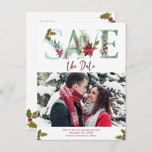 冬のクリスマスは日付の写真はがきを保存 案内ポストカード (正面/裏面)