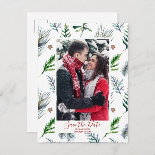 冬のクリスマスは日付はがきを保存する 案内ポストカード (正面/裏面)