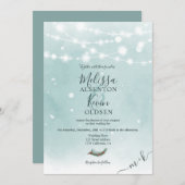 冬のクリスマスアイスブルーのストリングラ結婚イト 招待状 (正面/裏面)